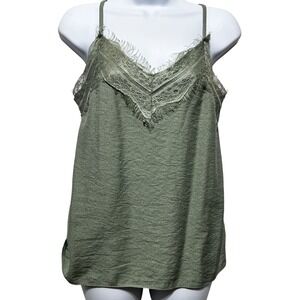 Y2K Womens Cami Top S Sage Green Romantic Lace Trim Coquette Fairy Boho Layering